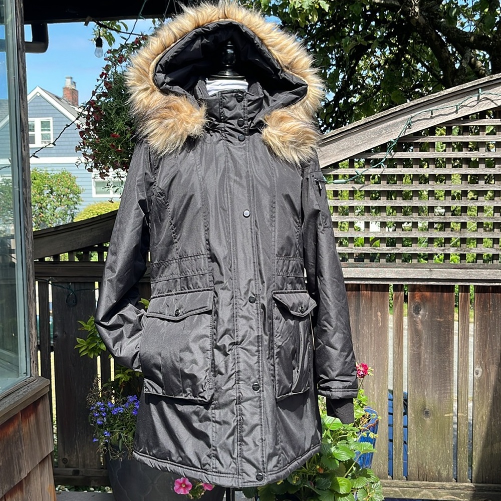 Madden Girl, Fur Trimmed Hood, Black Parka Jacket, Size XL